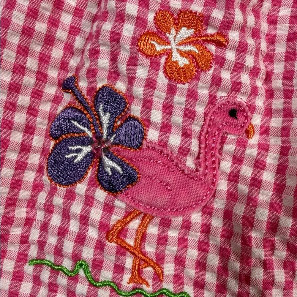 GOOD LAD Toddler Girls’ Tropical Appliqué Gingham Plaid Seersucker Dress Size 3T